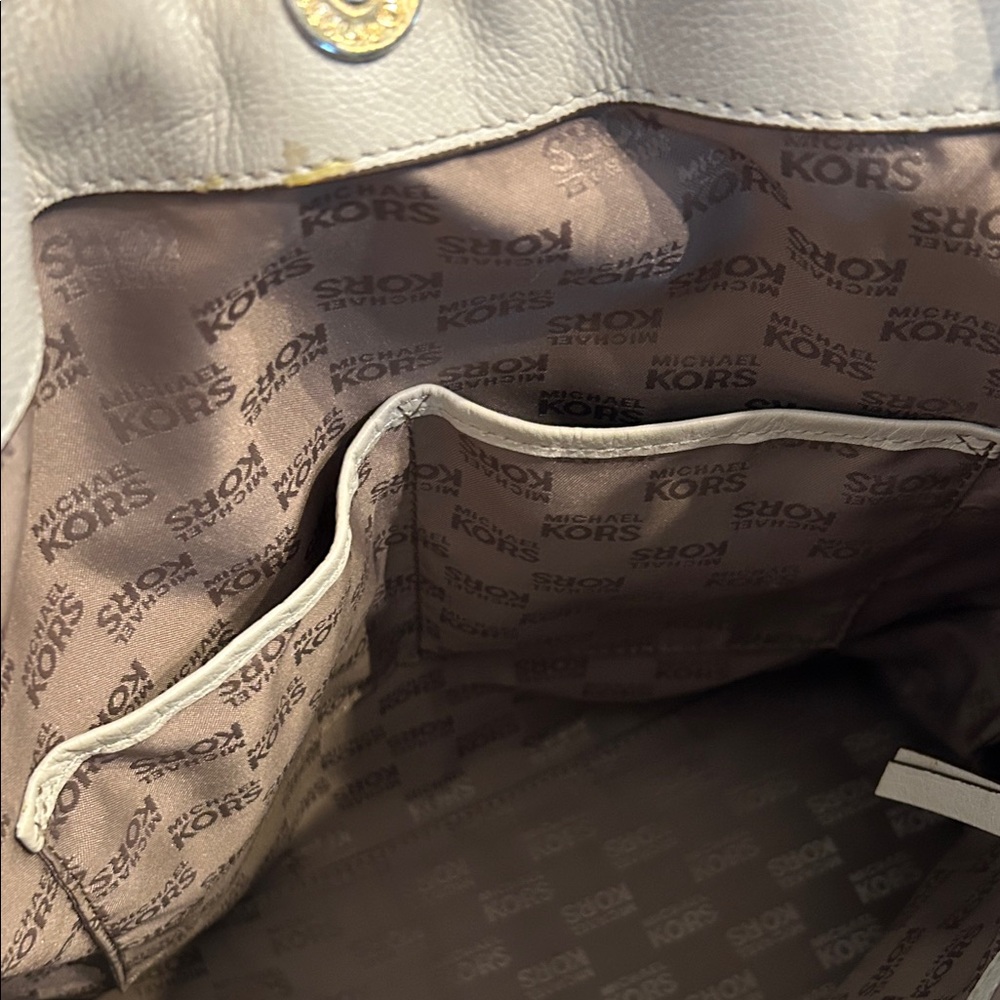 Michael Kors Cream Leather Shoulder Bag with Buckles - Picture 10 of 13